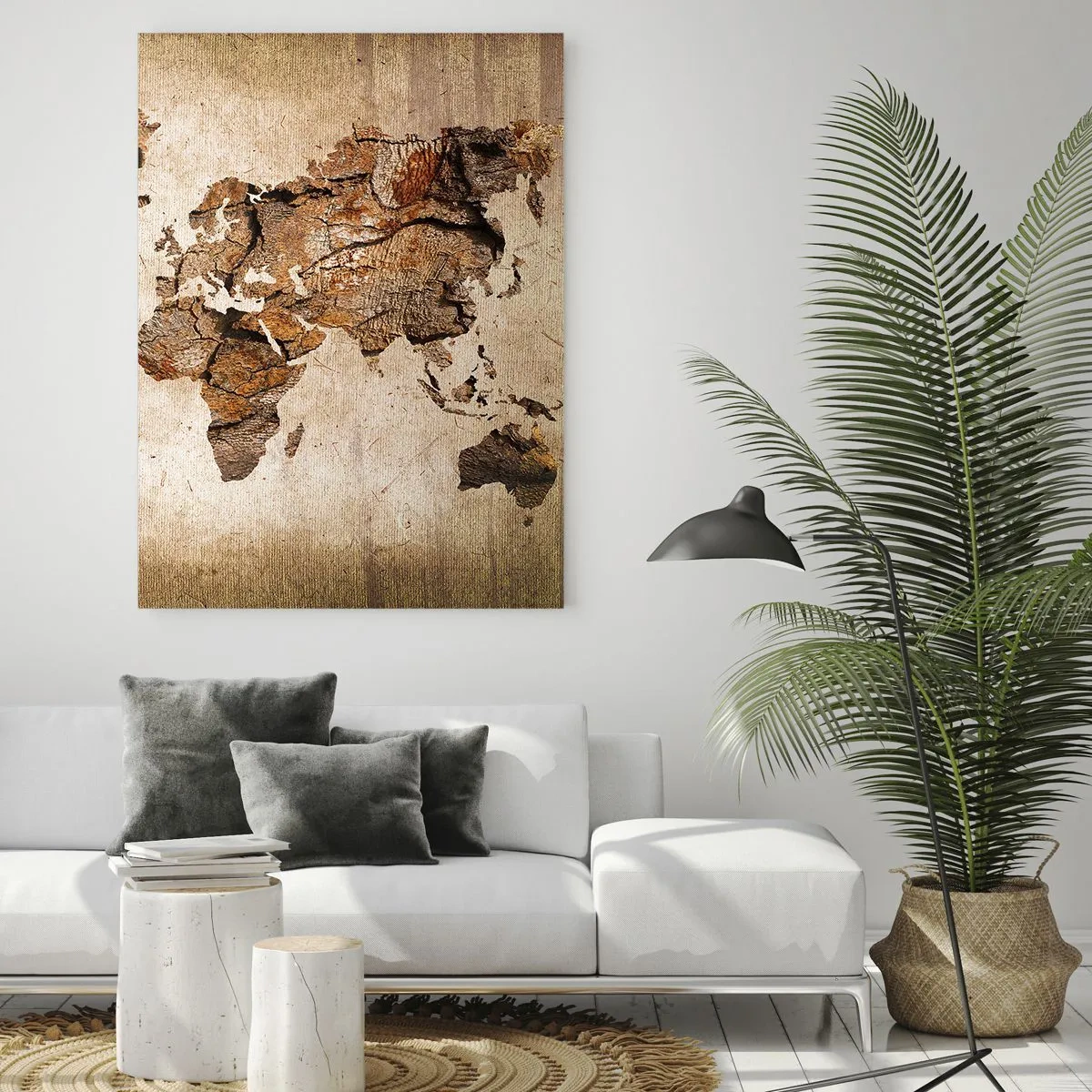 Obraz na szkle - Mapa świata w drewnianym, rustykalnym stylu - 70x100cm - Odkrycie świata - Nowoczesna dekoracja ścienna do salonu i sypialni ARTTOR
