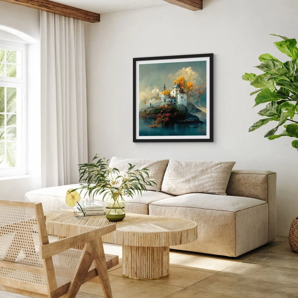 Plakat w czarnej ramie - Początek romantycznej opowieści - 60x60 cm