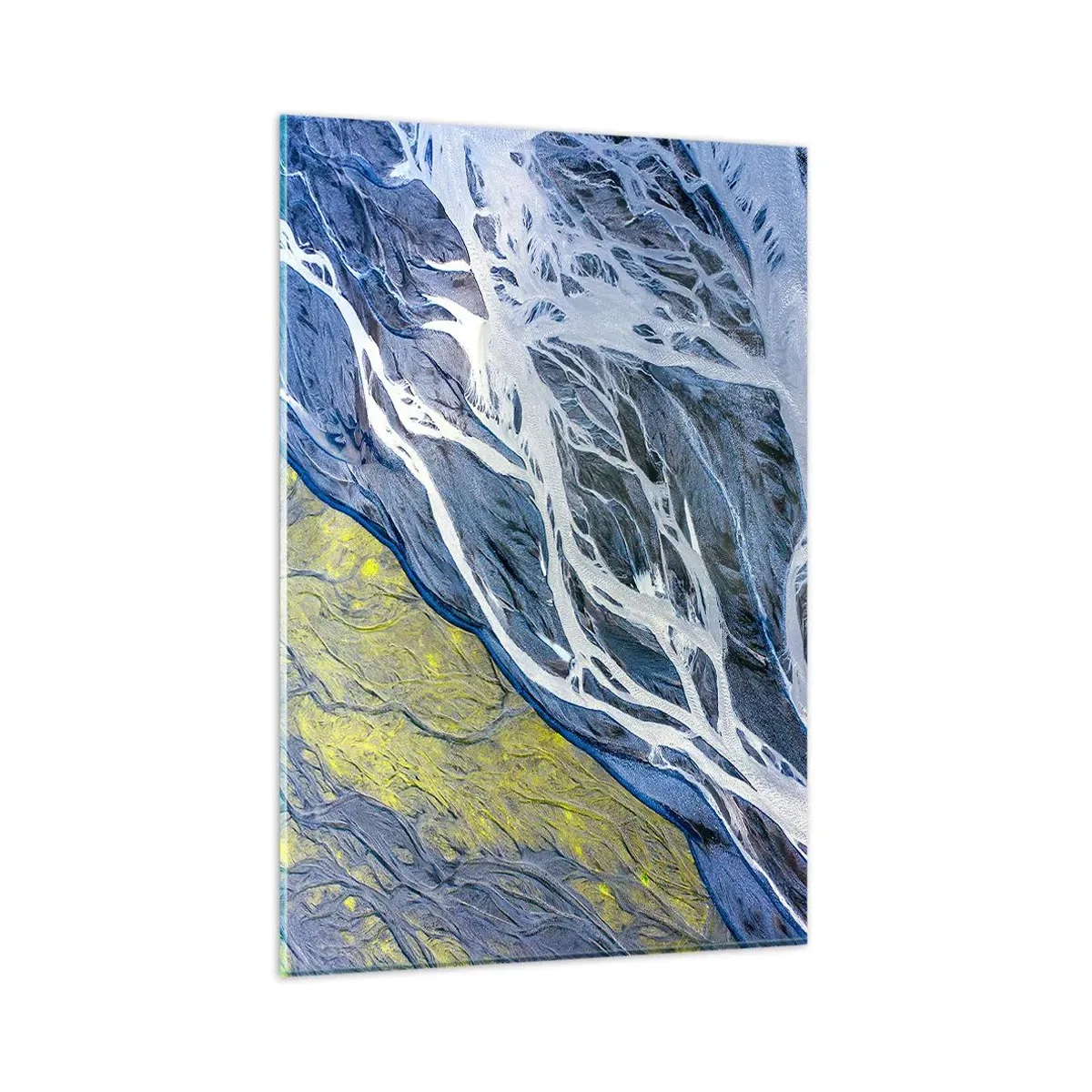 Obraz na szkle - Abstrakcyjny widok na meandrujące koryta rzek z lotu ptaka - 80x120cm - Naskalne malowidła natury - Nowoczesna dekoracja ścienna do salonu i sypialni ARTTOR