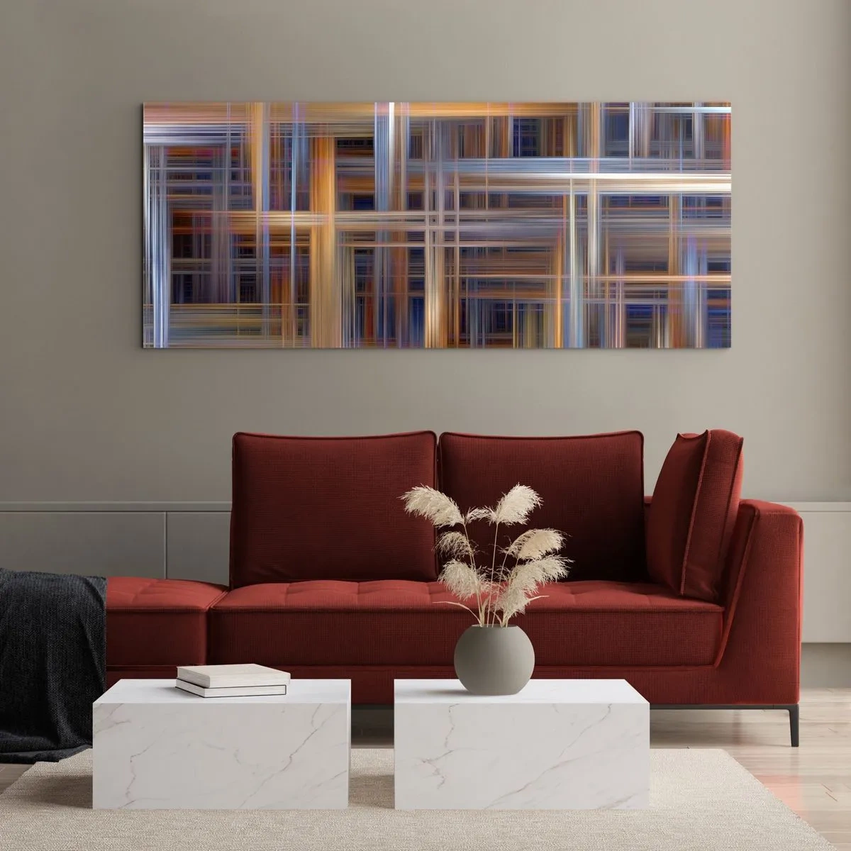 Obraz na szkle - Abstrakcyjne wzory geometryczne w pastelowych barwach - 160x50cm - Utkane ze światła - Nowoczesna dekoracja ścienna do salonu i sypialni ARTTOR