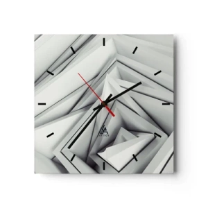 Zegar ścienny - Abstrakcyjna kompozycja geometrycznych kształtów w odcieniach szarości - 30x30cm - Ostrych kątów pąkowie - Nowoczesna dekoracja ścienna do salonu i sypialni ARTTOR