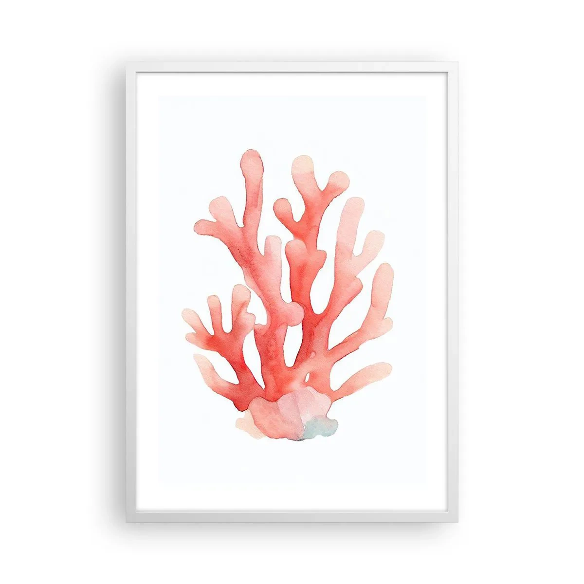 Plakat w białej ramie - Koral koloru koralowego - 50x70 cm