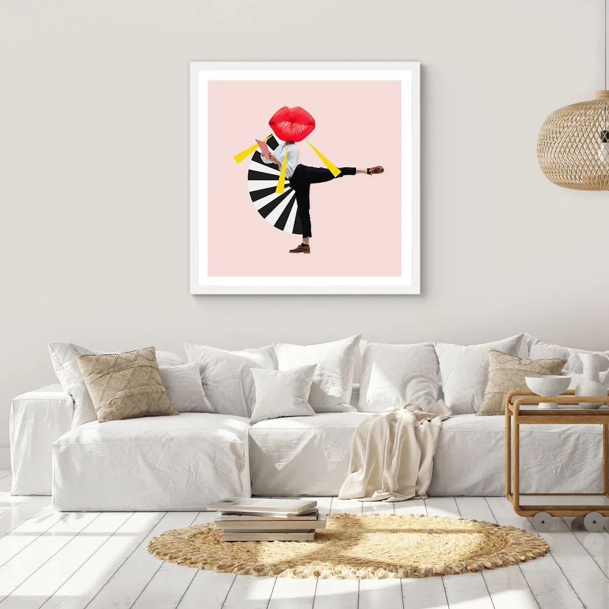Plakat w białej ramie - Surrealistyczny pop-art - 60x60 cm