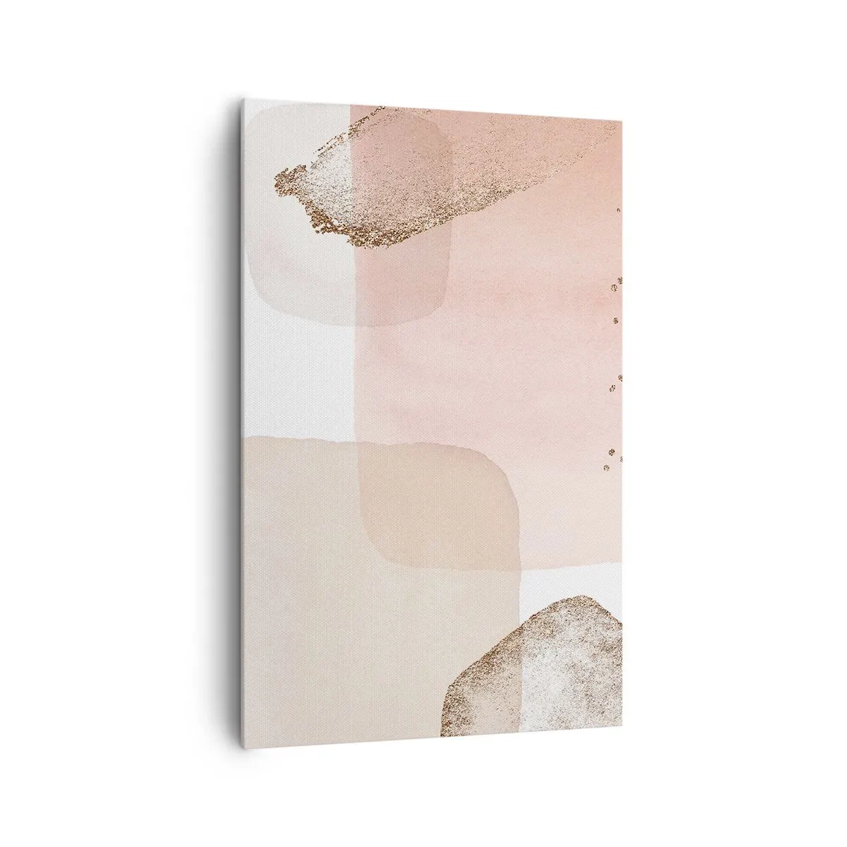 Obraz na płótnie - Pastelowe plamy z elementami złota - 80x120cm - Spojrzenie przez kolor - Nowoczesna dekoracja ścienna do salonu i sypialni ARTTOR