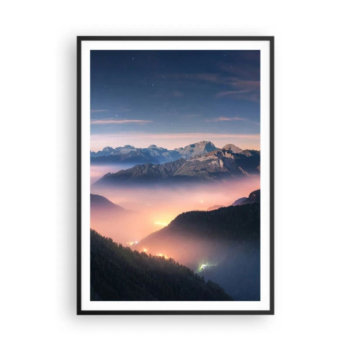 Plakat w czarnej ramie - Światło w dolinach - 70x100 cm