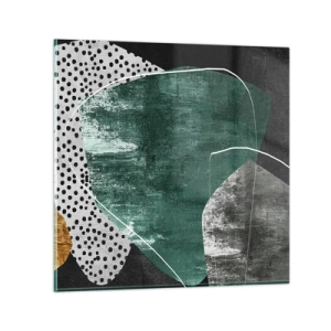 Obraz na szkle - Barwna abstrakcja z płatkiem złota - 60x60 cm