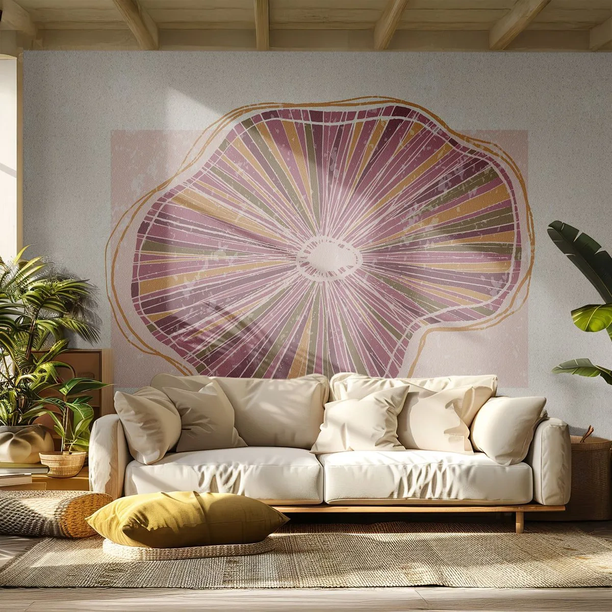 Fototapeta Premium Sand - Abstrakcja promienista - Boho, Minimalizm, Abstrakcja - 450x315 cm