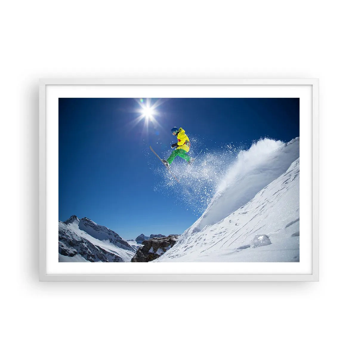 Plakat w białej ramie - Tańczący z górami - 70x50 cm