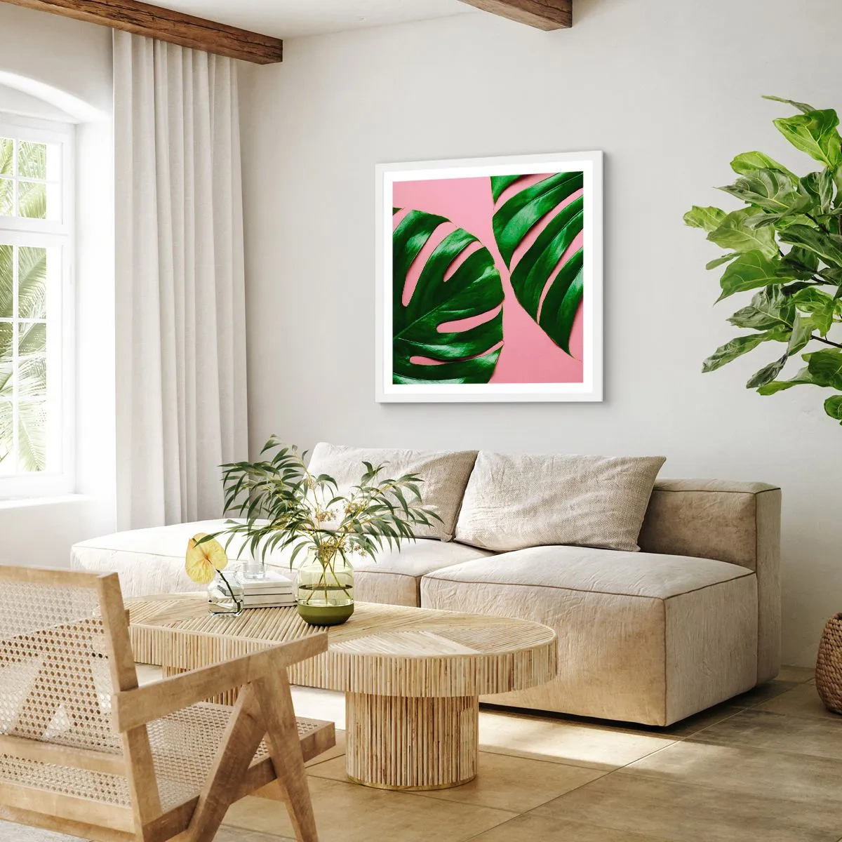 Plakat w białej ramie - Zielone rendez-vous - 60x60 cm
