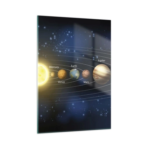 Obraz na szkle - Układ słoneczny z planetami i gwiazdami w tle - 50x70cm - Jedna z dziesięciu - Nowoczesna dekoracja ścienna do salonu, kuchni i sypialni ARTTOR