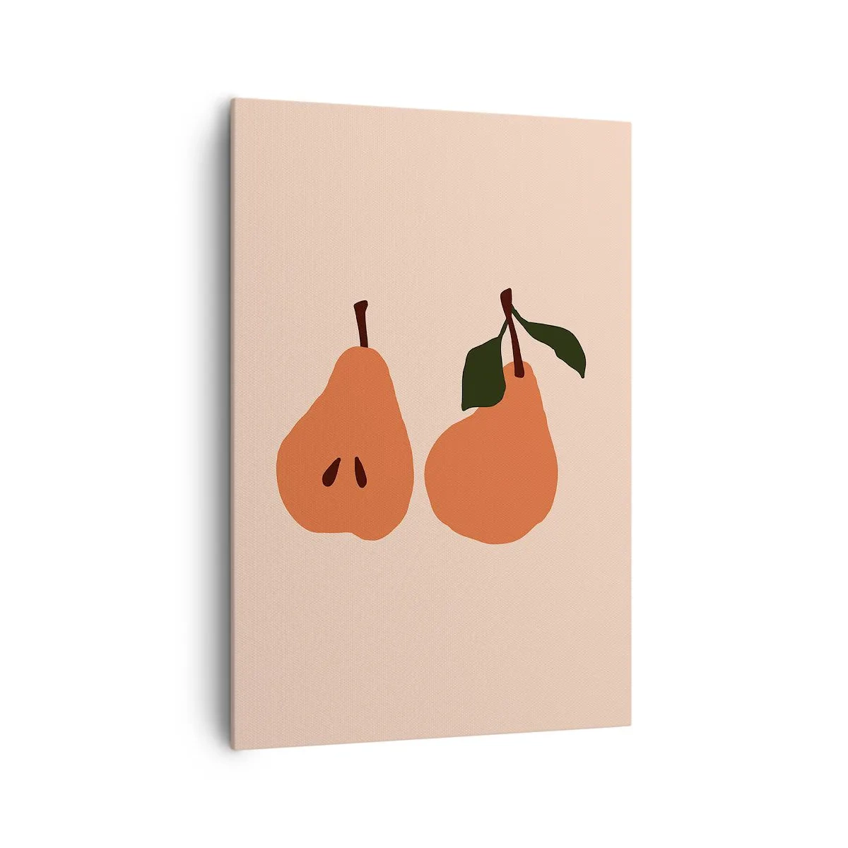 Obraz na płótnie - Minimalistyczna ilustracja dwóch gruszek na beżowym tle - 70x100cm - Sama słodycz - Nowoczesna dekoracja ścienna do salonu i sypialni ARTTOR