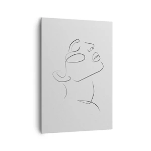 Obraz na płótnie - Minimalistyczny szkic kobiecej twarzy w profilu - 70x100cm - Meandry marzenia - Nowoczesna dekoracja ścienna do salonu i sypialni ARTTOR