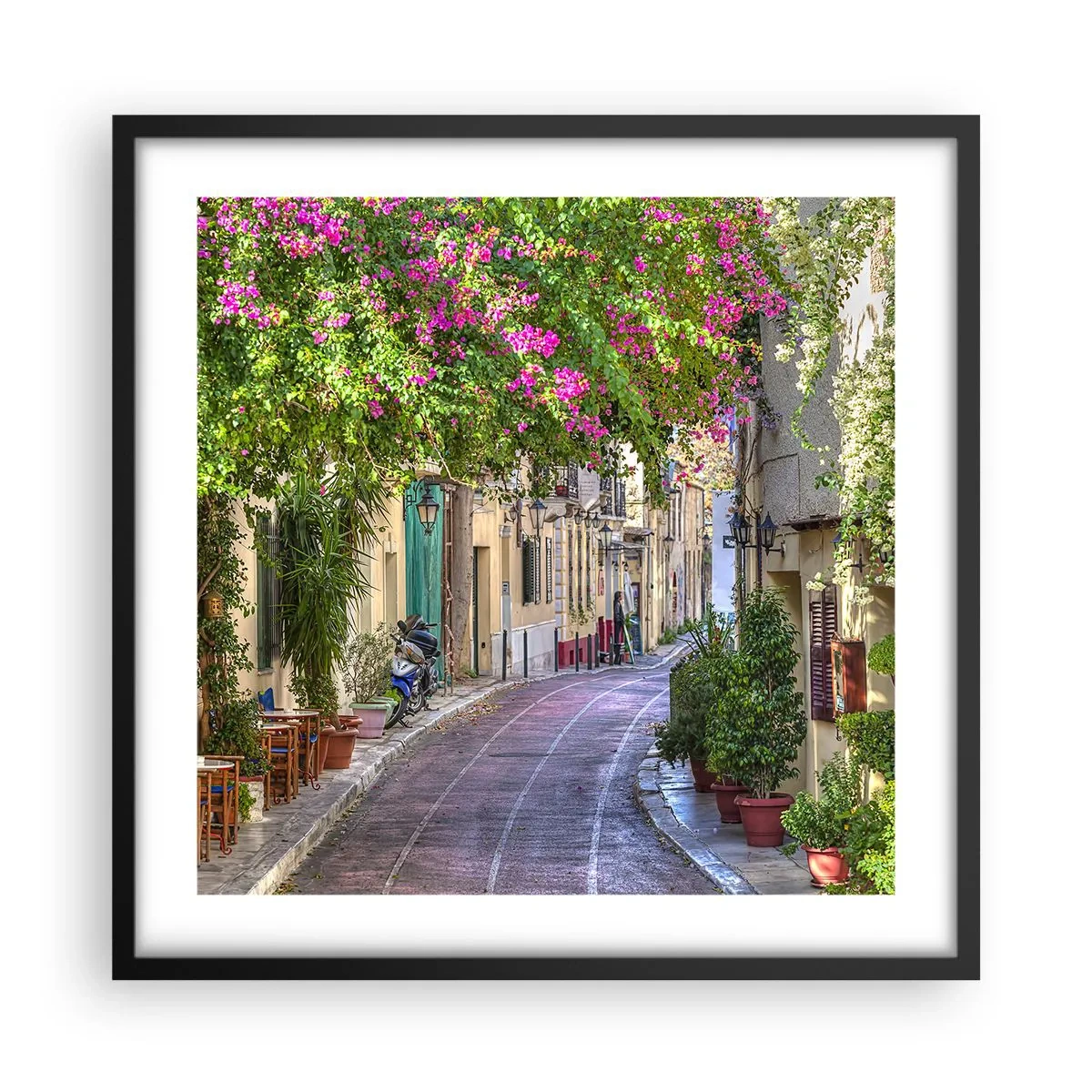 Plakat w czarnej ramie - Kwitnący zaułek - 50x50 cm