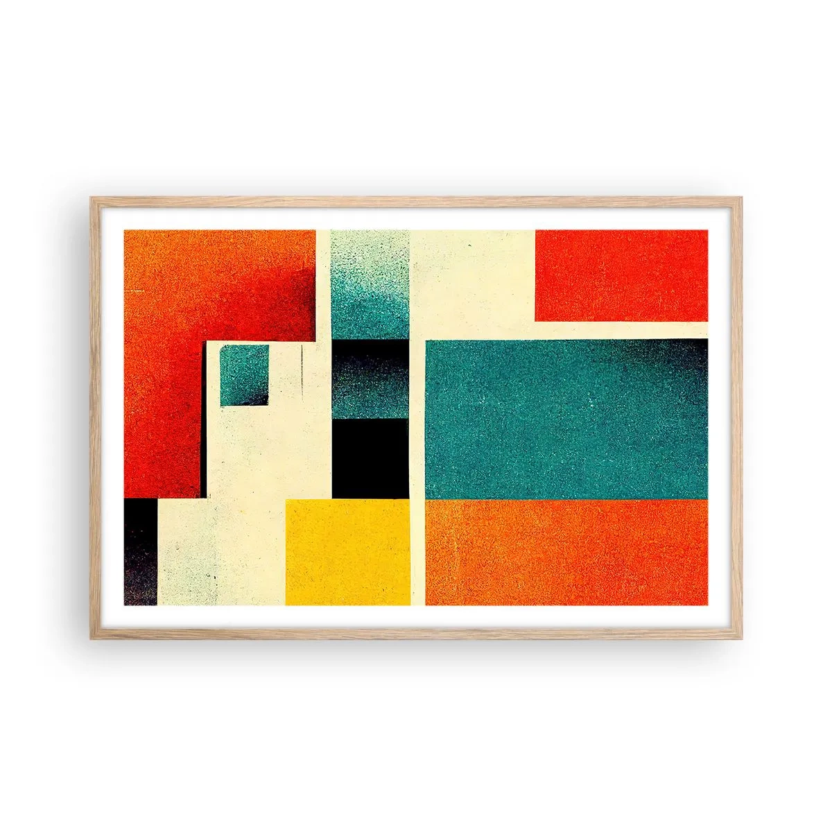 Plakat w ramie jasny dąb - Abstrakcja geometryczna – dobra energia - 91x61 cm
