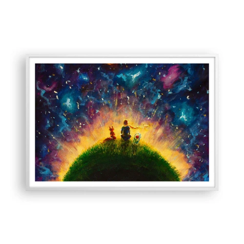 Plakat w białej ramie - Miłość i przyjaźń - cały świat - 100x70 cm