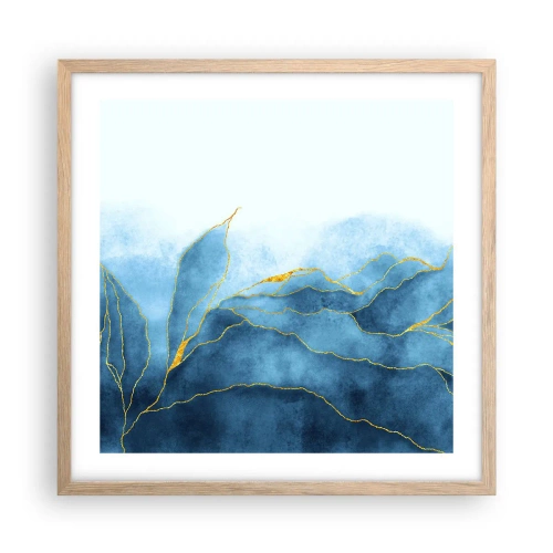 Plakat w ramie jasny dąb - Błękit w złocie - 50x50 cm