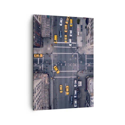 Obraz na płótnie - Widok na ruch uliczny z lotu ptaka - 50x70cm - Prosty wybór - Nowoczesna dekoracja ścienna do salonu, kuchni i sypialni ARTTOR
