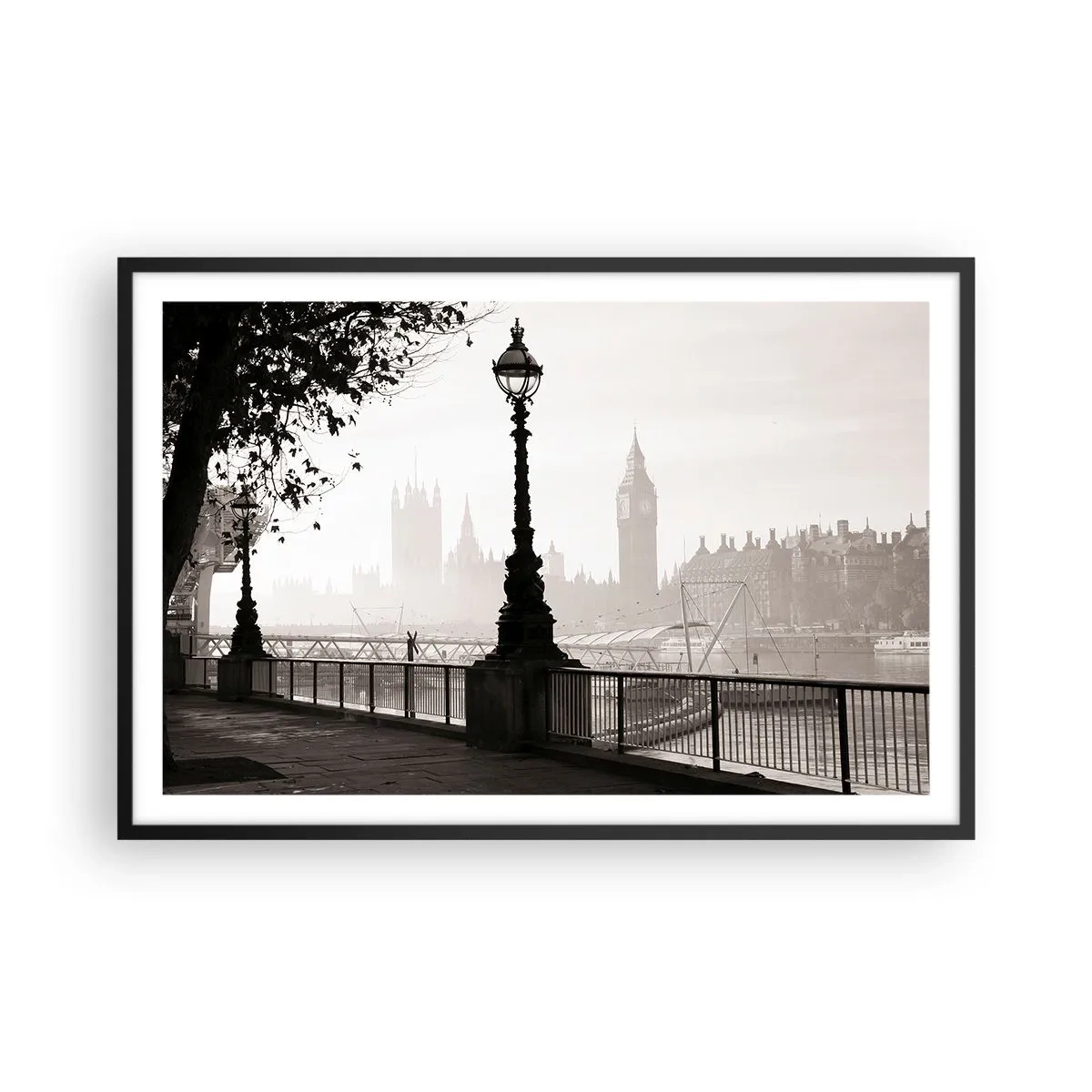 Plakat w czarnej ramie - Londyński poranek - 91x61 cm