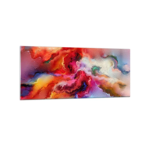 Obraz na szkle - Kolorowa abstrakcja o dynamicznej kompozycji - 120x50cm - Jak pochwycić marzenia - dym - Nowoczesna dekoracja ścienna do salonu i sypialni ARTTOR