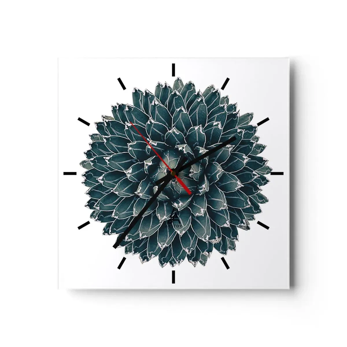 Zegar ścienny - Symetryczna roślina sukulenta na białym tle - 30x30cm - Gwiazda pustyni - Nowoczesna dekoracja ścienna do salonu i sypialni ARTTOR