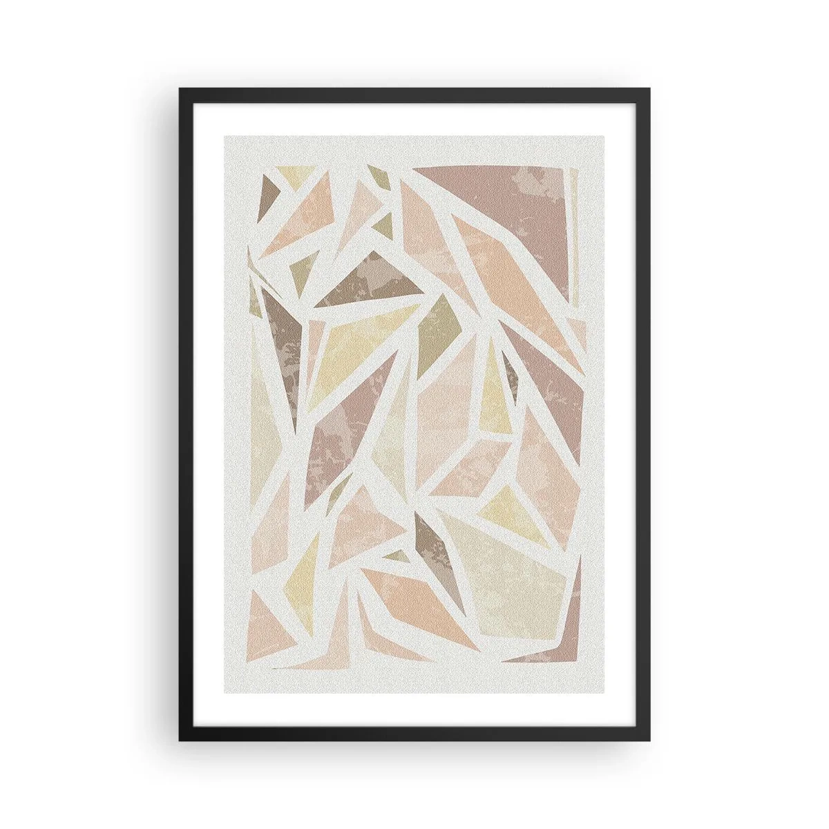 Plakat w czarnej ramie - Geometryczna abstrakcja w pastelowych odcieniach - 50x70cm - Kompozycja witrażowa - Nowoczesna dekoracja ścienna do salonu i sypialni ARTTOR