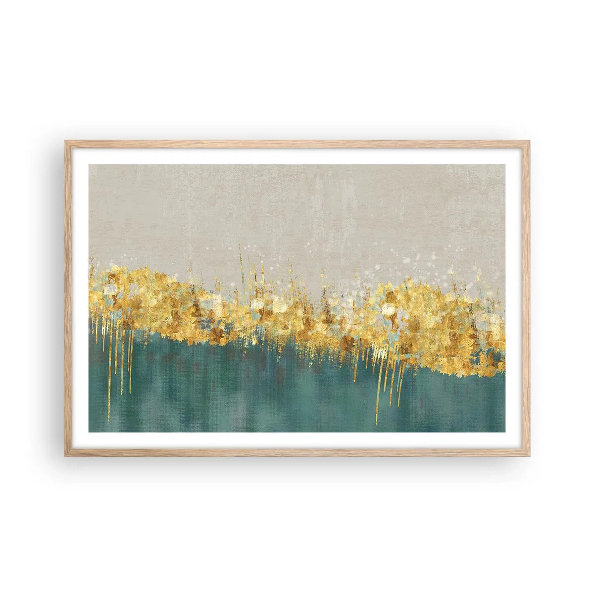 Plakat w ramie jasny dąb - Złota granica - 91x61 cm