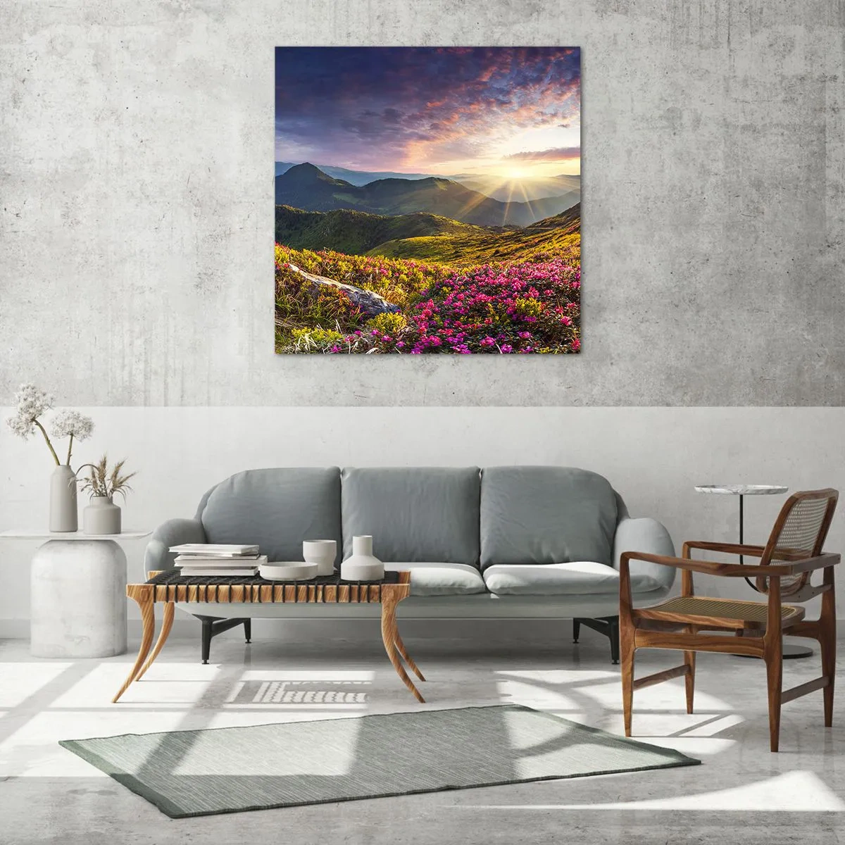 Obraz na szkle - Świeżość górskiego poranka - 70x70 cm