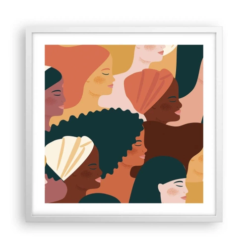 Plakat w białej ramie - Tylko kobiecość - 50x50 cm