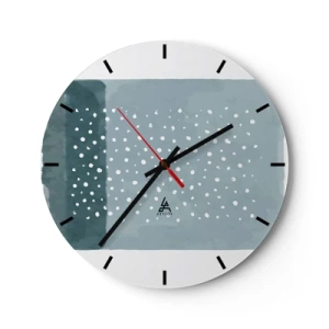 Zegar ścienny - Nowoczesna kompozycja z kropkami na tle odcieni błękitu - 30x30cm - Wyrosłe na błękicie - Nowoczesna dekoracja ścienna do salonu, kuchni i sypialni ARTTOR