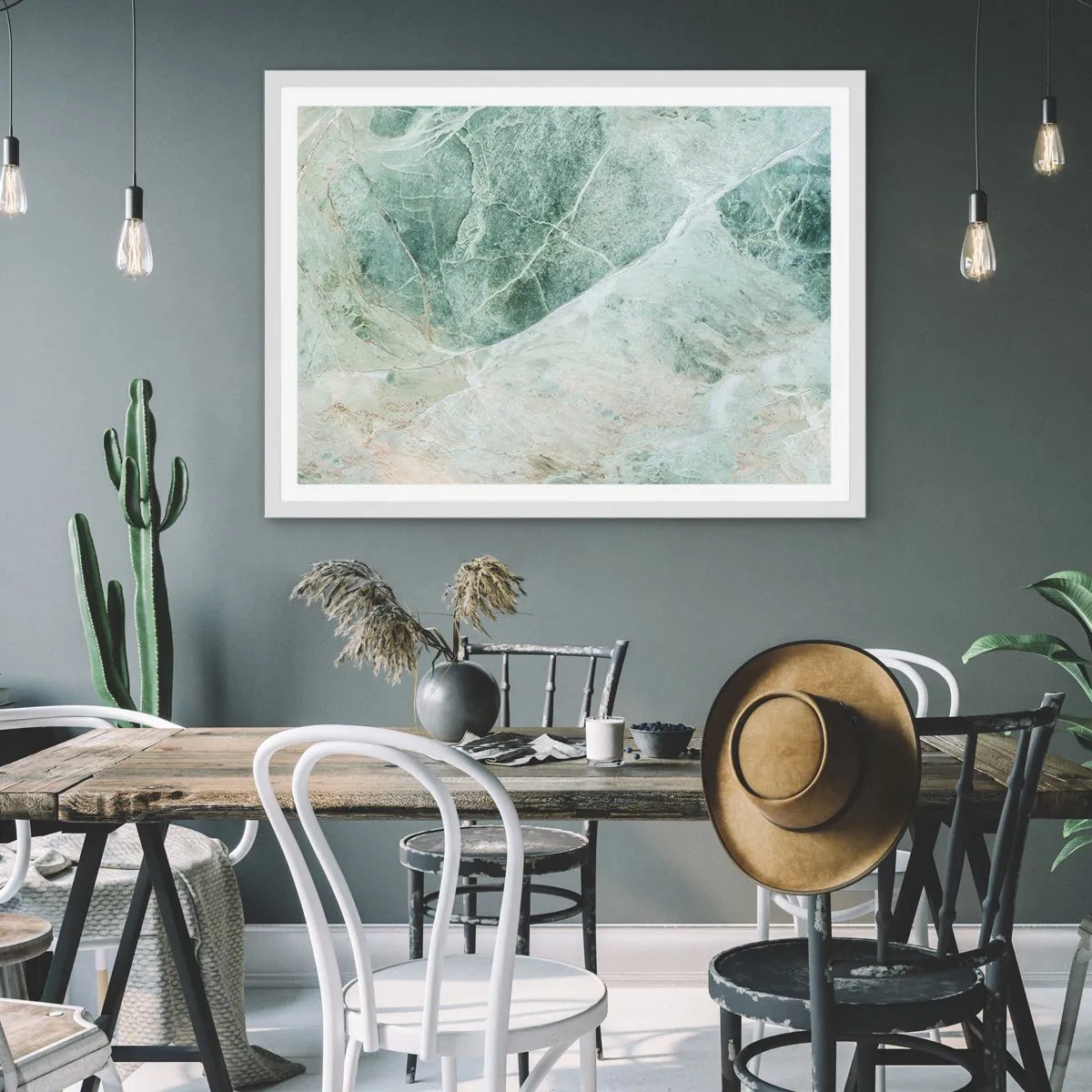 Plakat w białej ramie - Szlachetny chłód kamienia - 100x70 cm