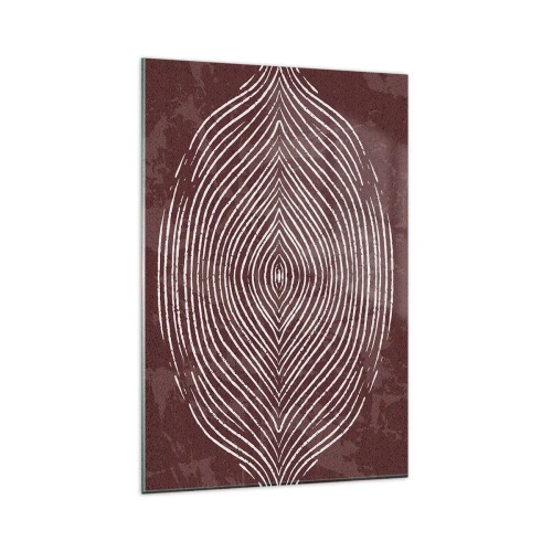 Obraz na szkle - Symetryczne fale w białych liniach na brązowym tle - 80x120cm - Przestrzeń mówi - Nowoczesna dekoracja ścienna do salonu i sypialni ARTTOR