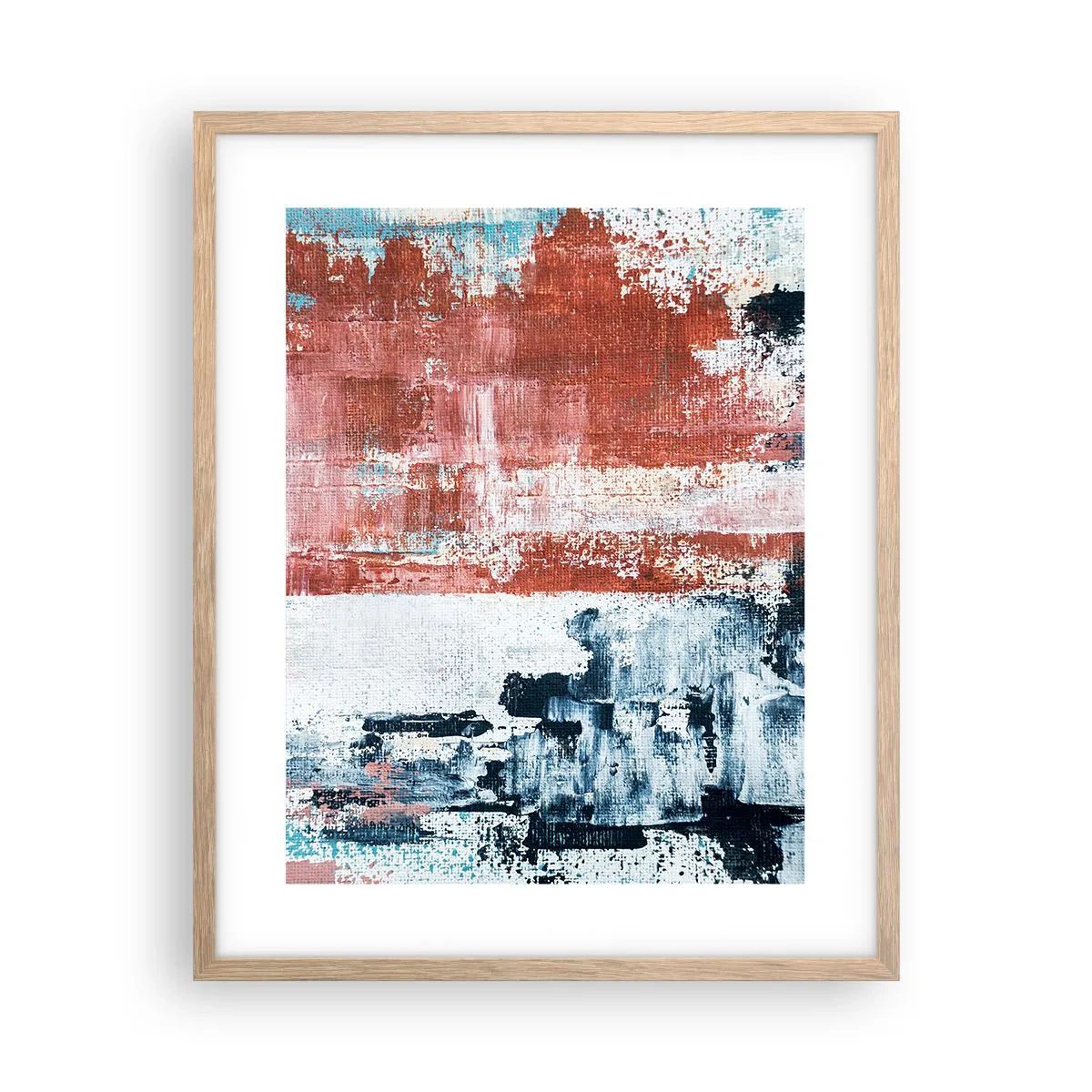 Plakat w ramie jasny dąb - Abstrakcyjne pół na pół - 40x50 cm