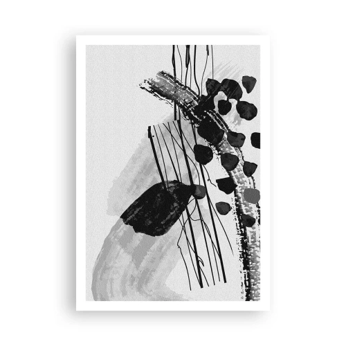 Plakat - Czarno-biała abstrakcja organiczna - 70x100 cm