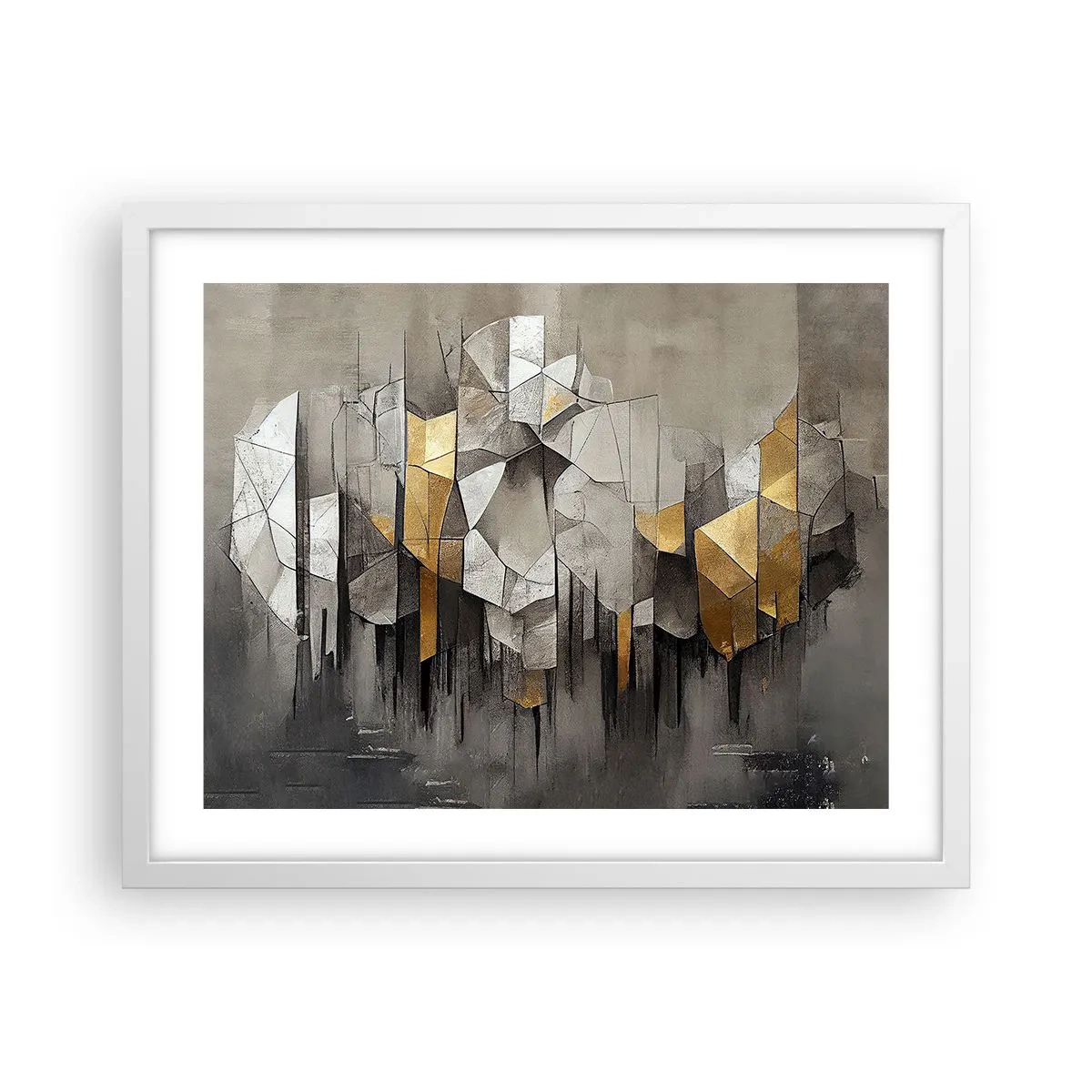 Plakat w białej ramie - Kompozycja z lodu i światła - 50x40 cm