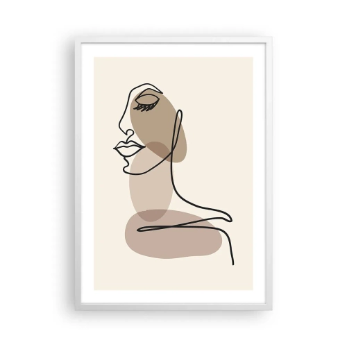 Plakat w białej ramie - Pewna linia piękna - 50x70 cm