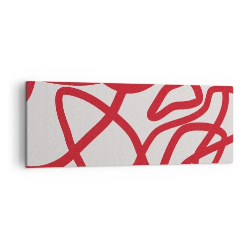 Obraz na płótnie - Czerwone abstrakcyjne linie na białym tle - 140x50cm - Czerwono na białym - Nowoczesna dekoracja ścienna do salonu i sypialni ARTTOR