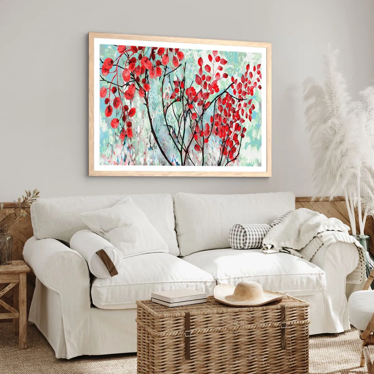 Plakat w ramie jasny dąb - Drzewo w szkarłacie - 40x30 cm