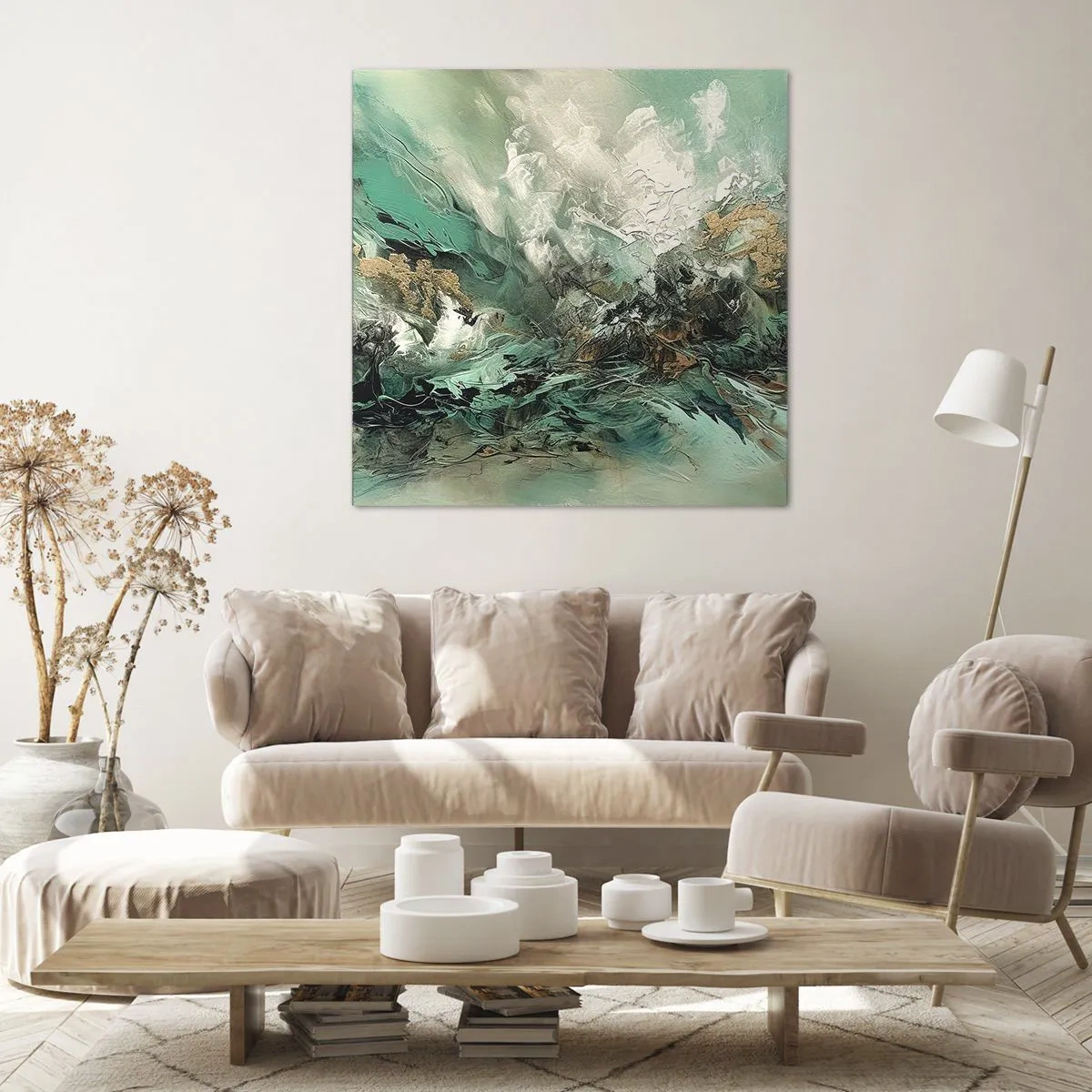 Obraz na płótnie - Szmaragdowo-czarna kipiel - 60x60 cm