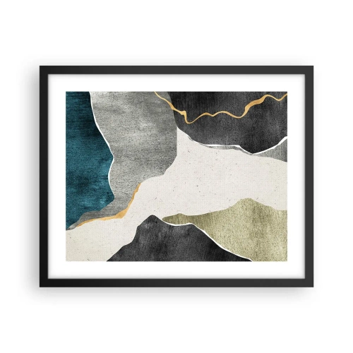 Plakat w czarnej ramie - Mozaikowa kompozycja z nitką złota - 50x40 cm