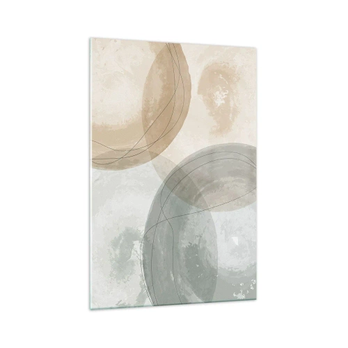 Obraz na szkle - Abstrakcyjna kompozycja w pastelowych barwach z liniami - 70x100cm - Przenikanie światów - Nowoczesna dekoracja ścienna do salonu i sypialni ARTTOR