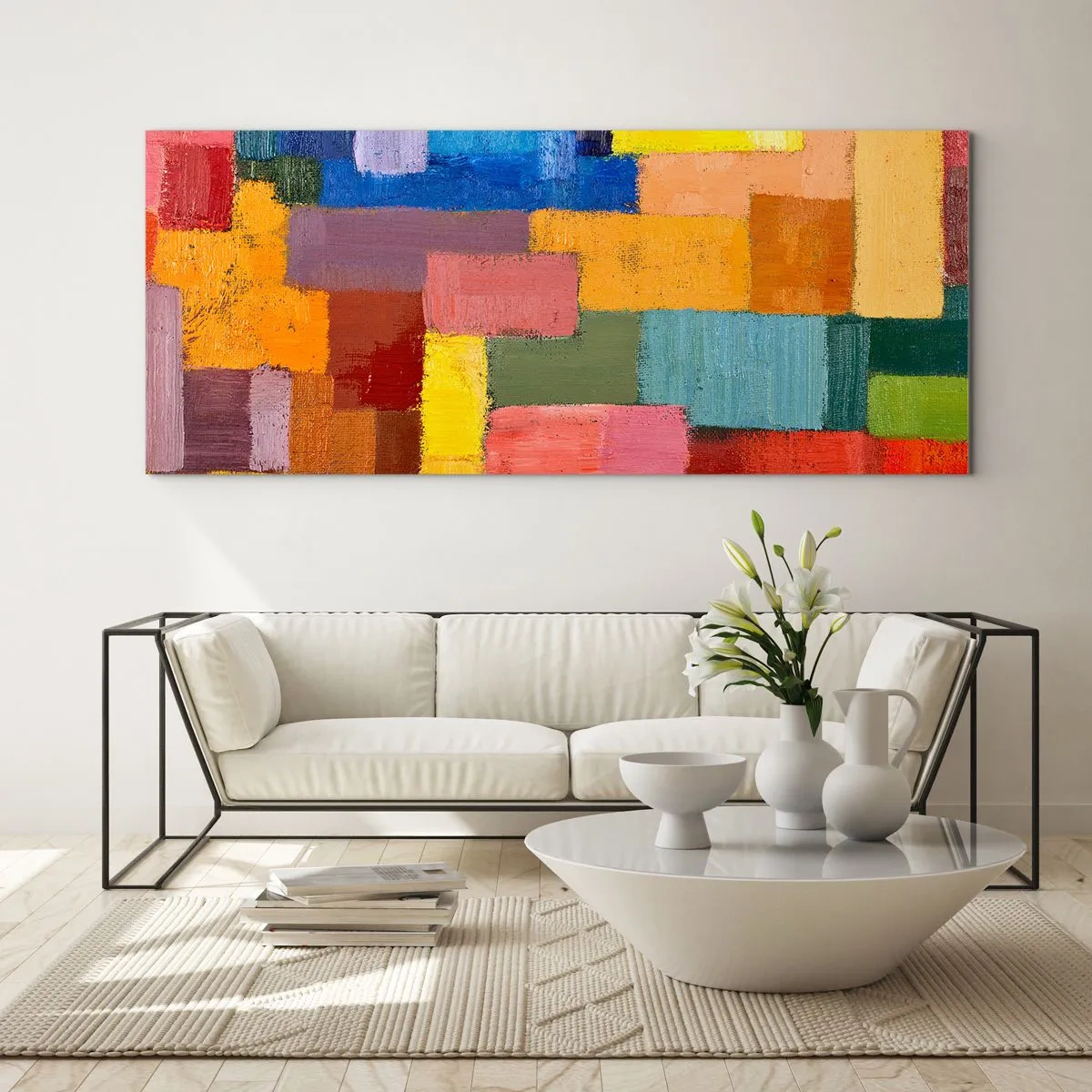 Obraz na szkle - Kolorowe abstrakcyjne prostokąty w różnych odcieniach - 160x50cm - Każdy inny, wszystkie barwne - Nowoczesna dekoracja ścienna do salonu i sypialni ARTTOR