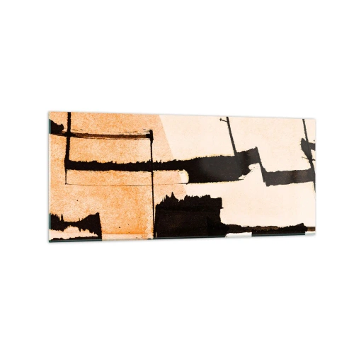 Obraz na szkle - Geometryczne wzory w odcieniach brązu i beżu - 120x50cm - Jednak porządek - Nowoczesna dekoracja ścienna do salonu i sypialni ARTTOR