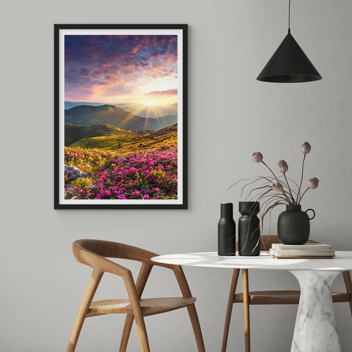 Plakat w czarnej ramie - Świeżość górskiego poranka - 40x50 cm