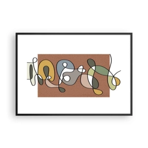 Plakat w czarnej ramie - Kolorowa abstrakcja z plamami i liniami - 100x70cm - Abstrakcja warta uśmiechu - Nowoczesna dekoracja ścienna do salonu i sypialni ARTTOR