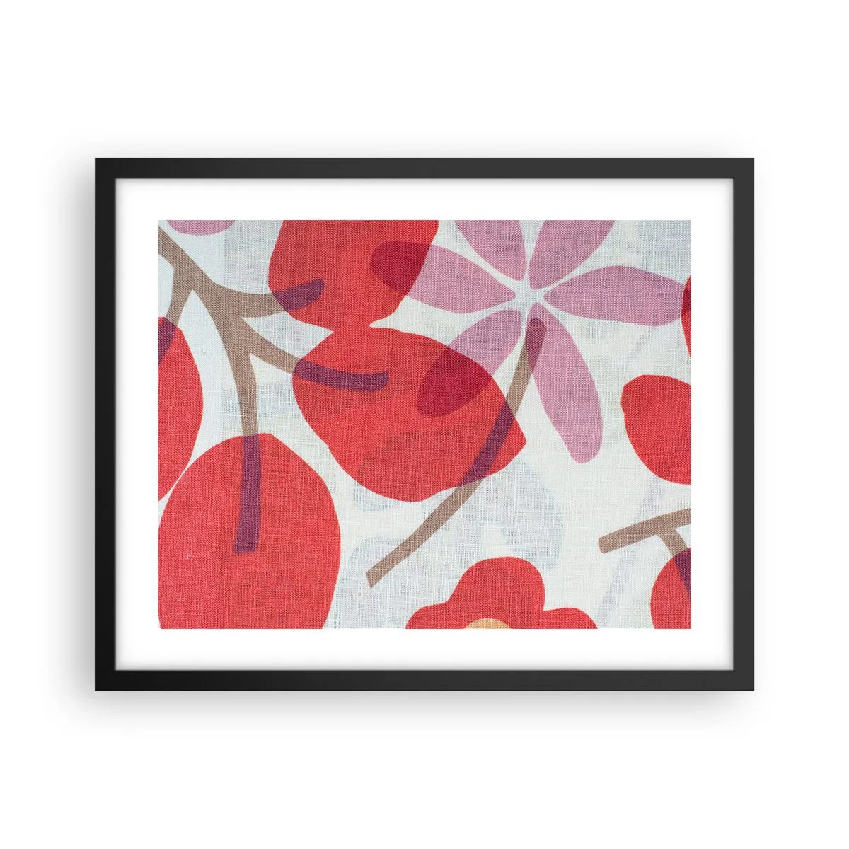 Plakat w czarnej ramie - Kompozycja kwiatowa w różu - 50x40 cm