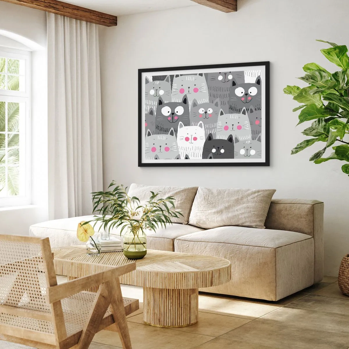 Plakat w czarnej ramie - Koci świat - 40x30 cm