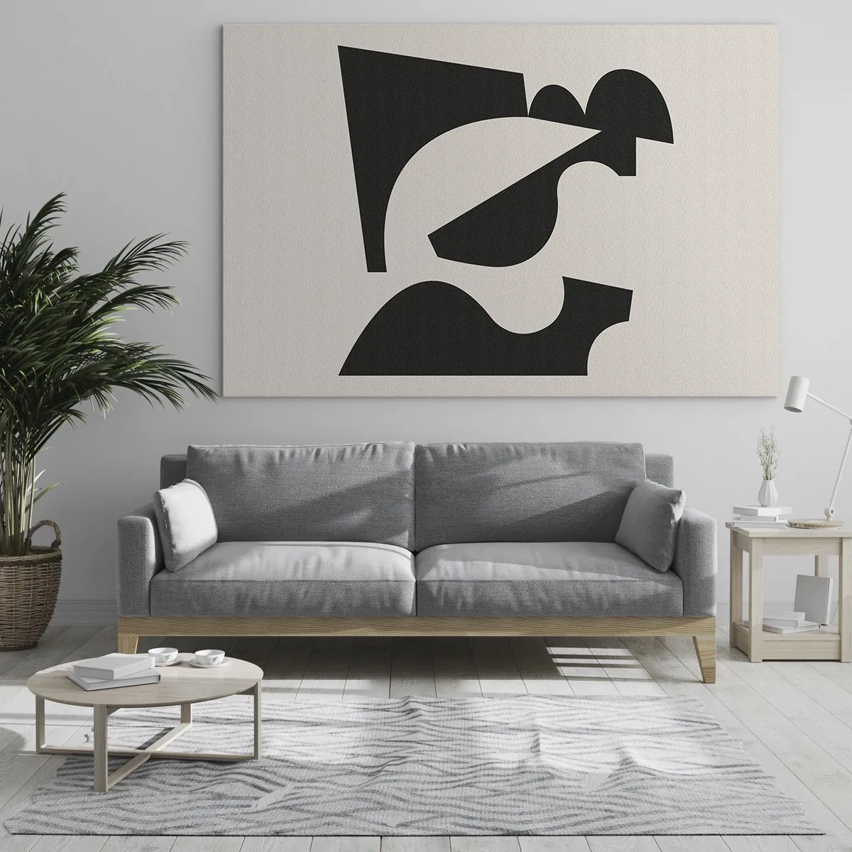 Obraz na szkle - Abstrakcyjna czarno-biała kompozycja geometryczna - 70x50cm - Do samodzielnego składania - Nowoczesna dekoracja ścienna do salonu i sypialni ARTTOR