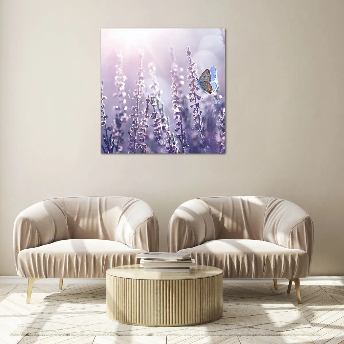 Obraz na szkle - Pocałunek motyla - 70x70 cm