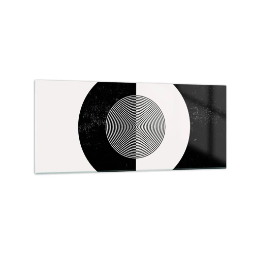 Obraz na szkle - Graficzny wzór w kontrastujących czerni i bieli - 120x50cm - Harmonia w czerni i bieli - Nowoczesna dekoracja ścienna do salonu i sypialni ARTTOR
