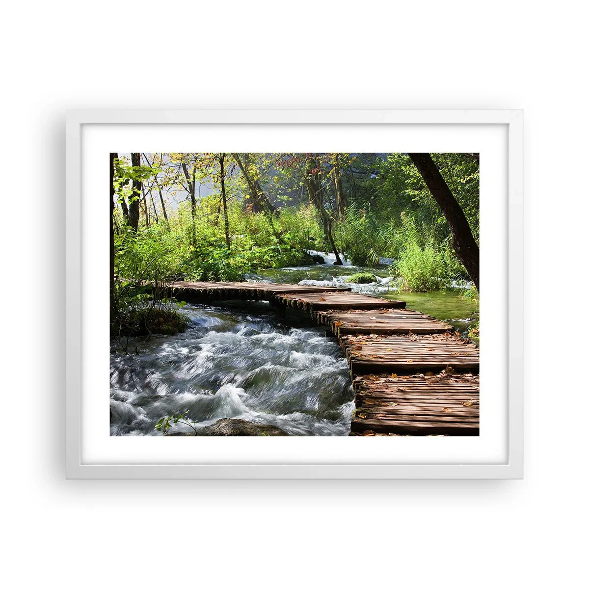 Plakat w białej ramie - Nad pienistą kaskadą - 50x40 cm